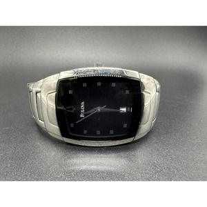 Bulova watch C876727 analog with date black dial stainless steel
